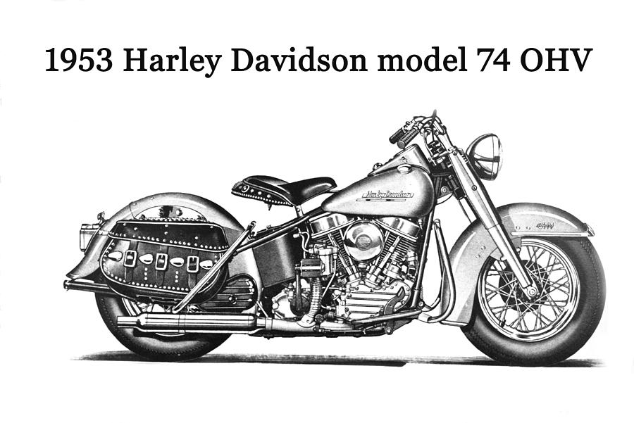 1953 Harley Davidson model 74 OHC Mixed Media by David Lee Thompson