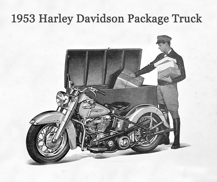 1953 Harley Davidson package truck Mixed Media by David Lee Thompson