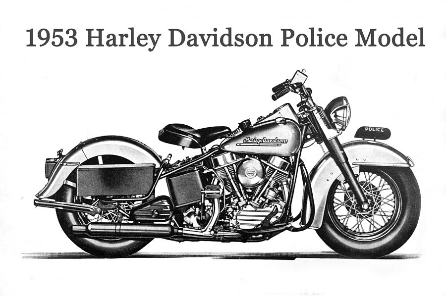 1953 harley Davidson police model Mixed Media by David Lee Thompson