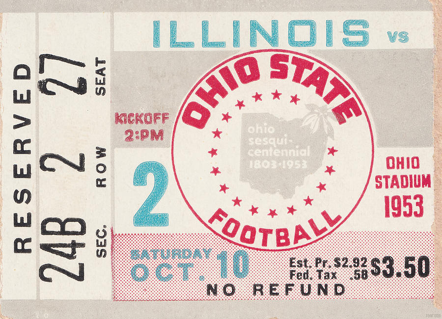 1953 Illinois vs. Ohio State Mixed Media by Row One Brand