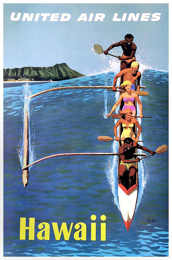 1953 United Airlines Hawaii Travel Poster Digital Art by Donald Kairis ...