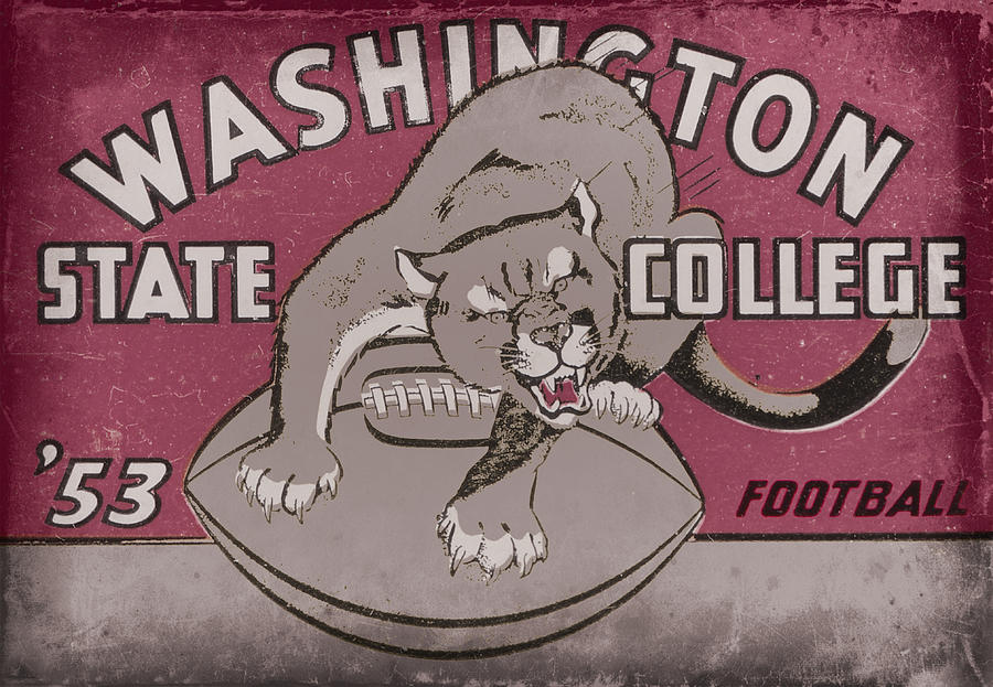1953 Washington State College Football Art Mixed Media by Row One Brand
