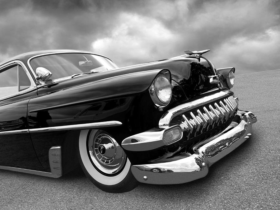 1954 Chevy Bel Air Front Side Black and White Photograph by Gill Billington