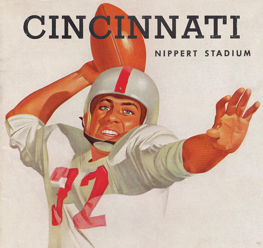 1954 Cincinnati Bearcats Football QB Art Mixed Media by Row One Brand