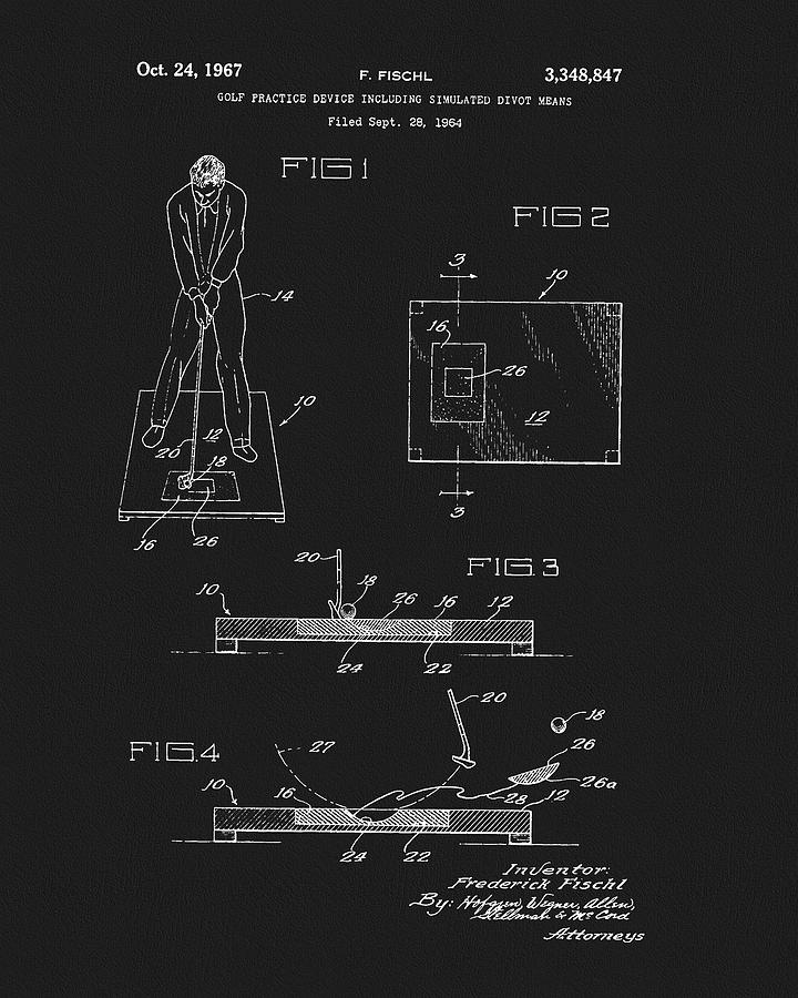 1954 Driving Range Patent Drawing by Dan Sproul