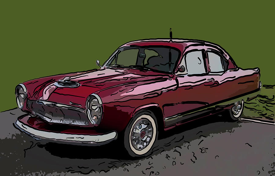 Kaiser Drawing - 1954 Kaiser Special Digital drawing by Flees Photos