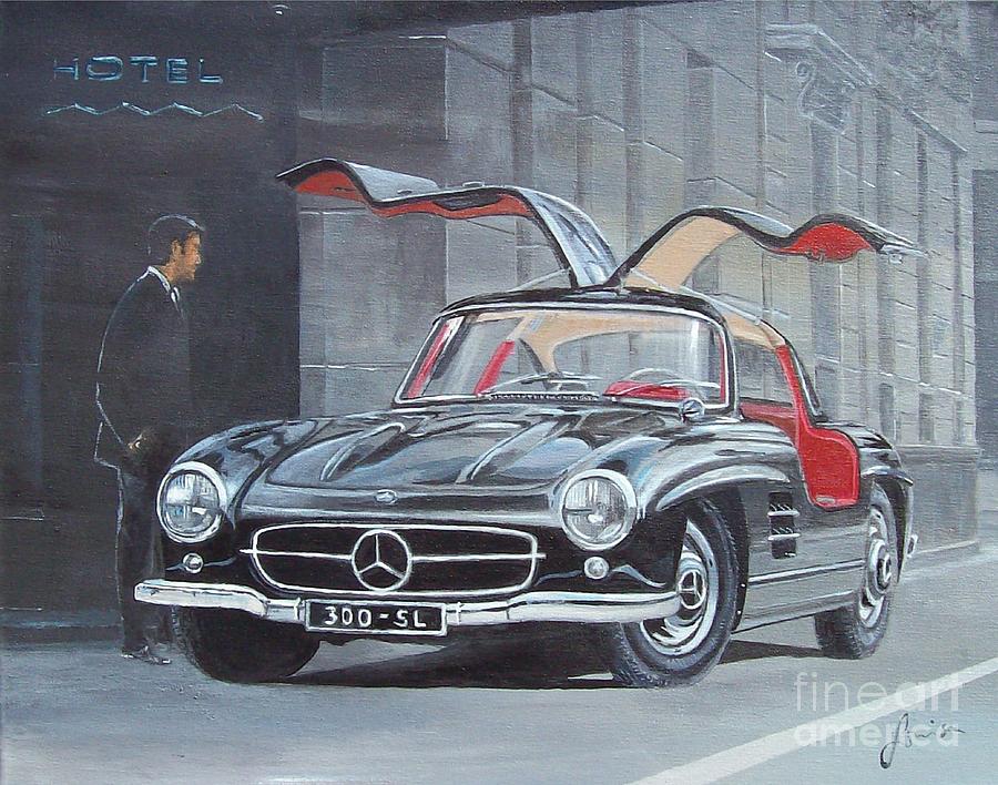 Classic Car Painting - 1954 Mercedes Benz 300 sl Gullwing by Sinisa Saratlic