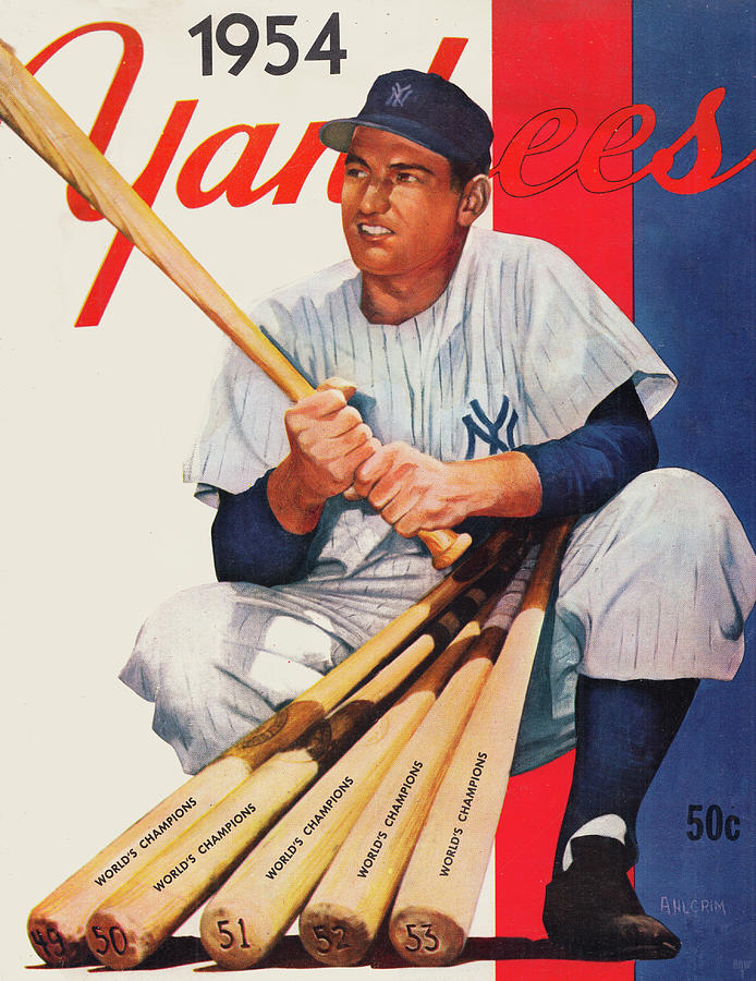 1954 New York Yankees Vintage Art  Mixed Media by Row One Brand