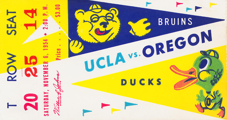 1954 UCLA vs. Oregon Mixed Media by Row One Brand
