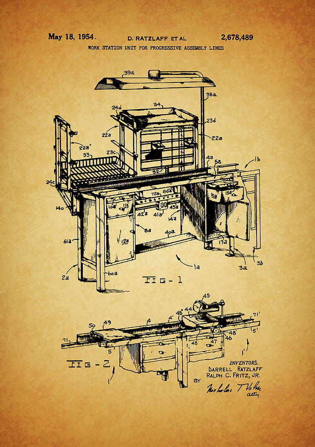 1954 Work Station Patent Drawing