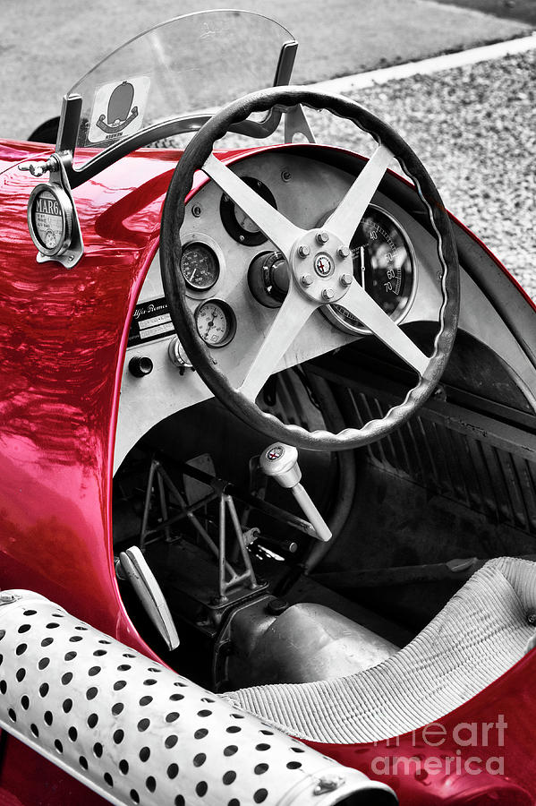 1955 Alfa Romeo Racing Car Red Monochrome Photograph by Tim Gainey