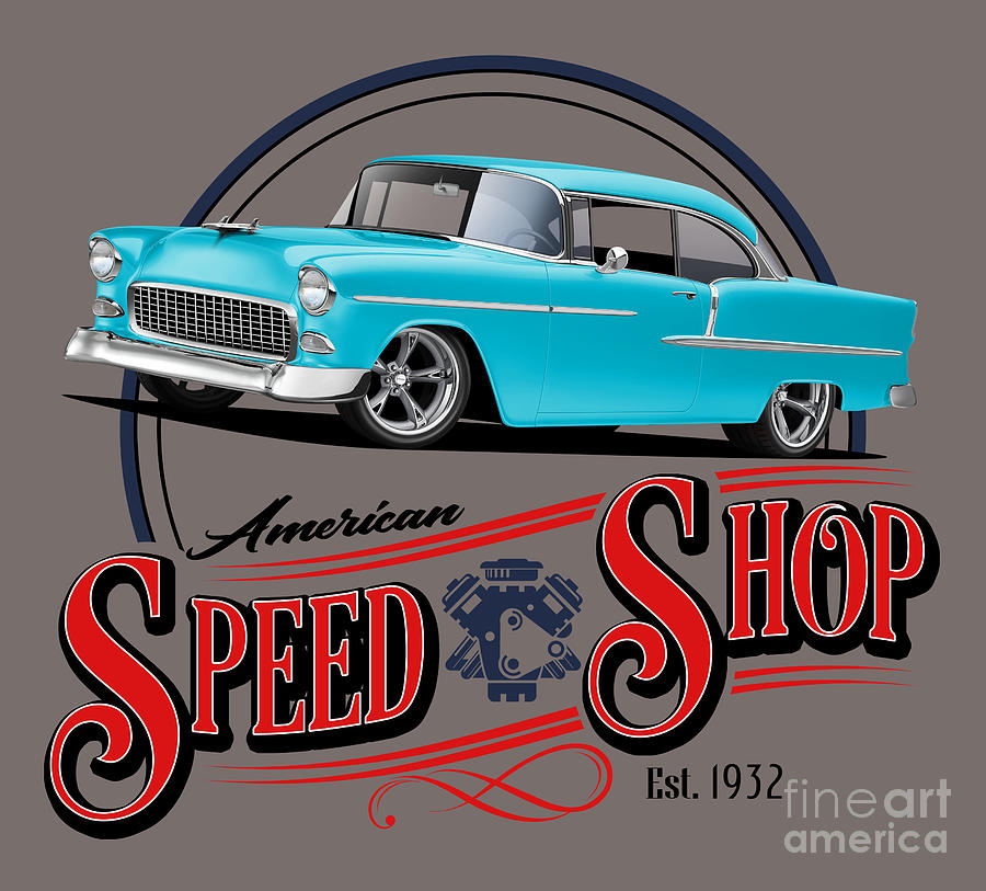 Vintage Digital Art - 1955 Bel Air Speed Shop by Paul Kuras