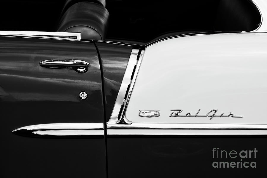 1955 Chevrolet Bel Air Abstract Black and White Photograph by Tim Gainey