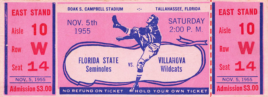 1955 Florida State vs. Villanova Mixed Media by Row One Brand