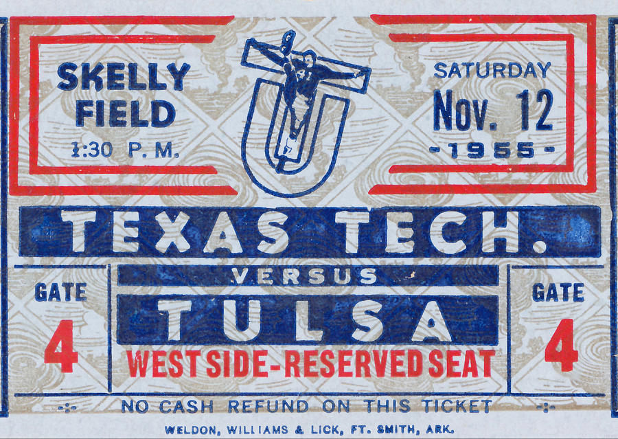 Tulsa Mixed Media - 1955 Tulsa vs. Texas Tech by Row One Brand