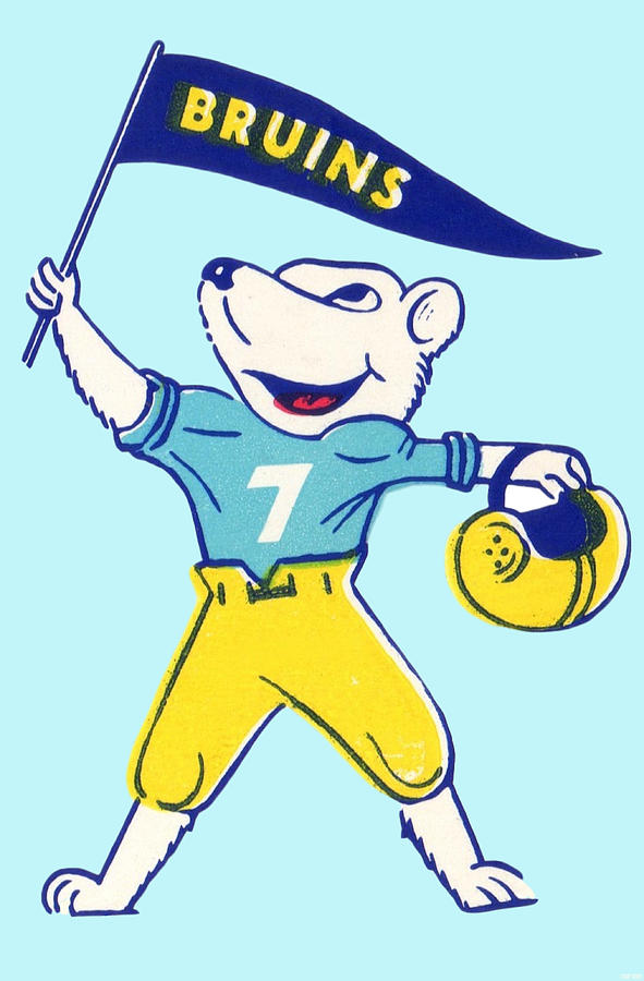 1955 UCLA Bruins Football Cartoon Art Mixed Media by Row One Brand