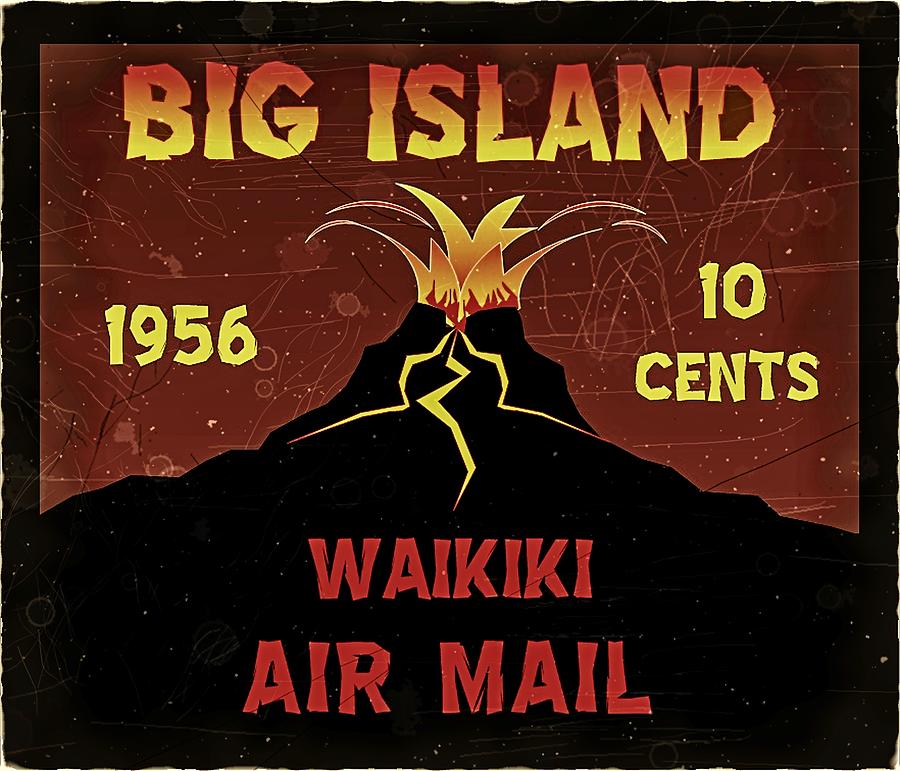 1956 Big Island - 10cts. Waikiki AIR MAIL - Mail Art Post Digital Art by Fred Larucci