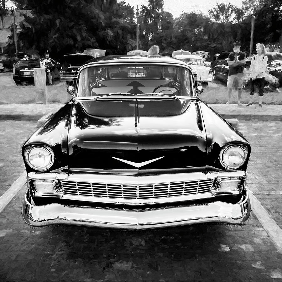 1956 Black Chevrolet Bel Air 210 Station Wagon X205 Photograph by Rich Franco
