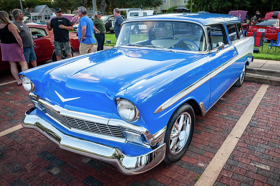 1956 Blue Chevrolet Bel Air 210 Station Wagon X202 Photograph by Rich Franco
