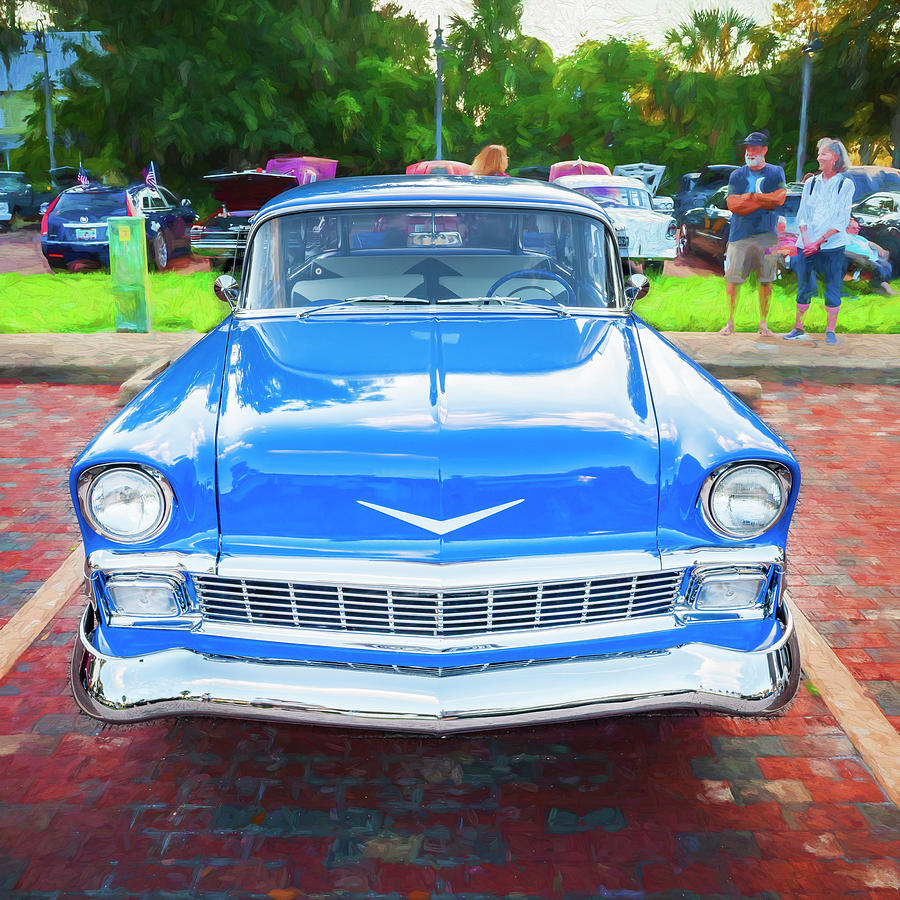 1956 Blue Chevrolet Bel Air 210 Station Wagon X204 Photograph by Rich Franco