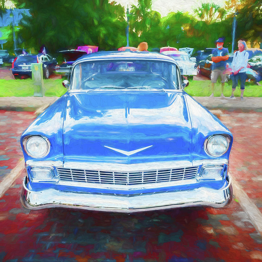 1956 Blue Chevrolet Bel Air 210 Station Wagon X208 Photograph by Rich Franco