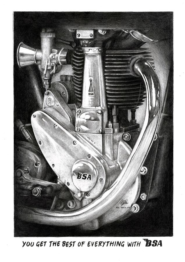 Bsa Motorcycle Drawing - 1956 BSA B31 Motorcycle by Cosmas Lili Sudrajat