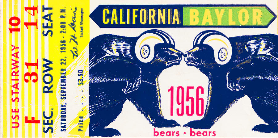 1956 Cal Bears vs. Baylor Mixed Media by Row One Brand