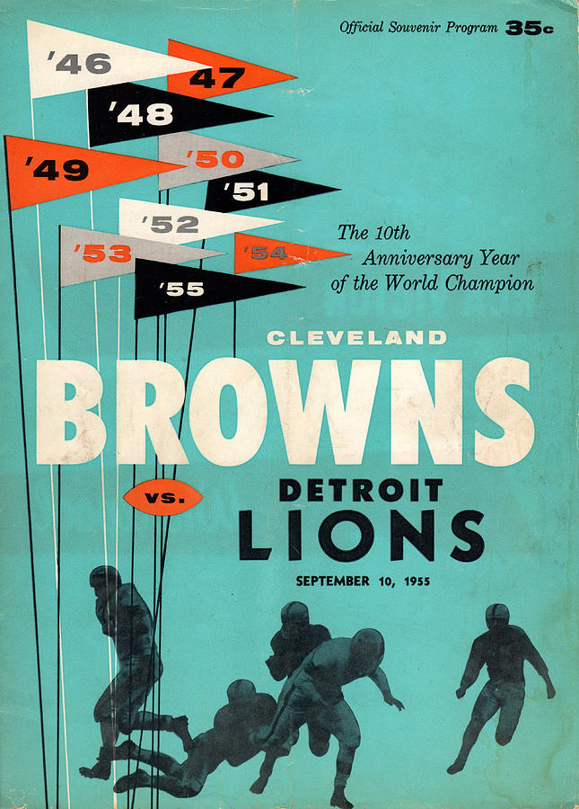 1956 Cleveland Browns Program Drawing by Row One Brand