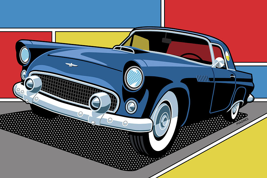 1956 Ford T-Bird Digital Art by Ron Magnes