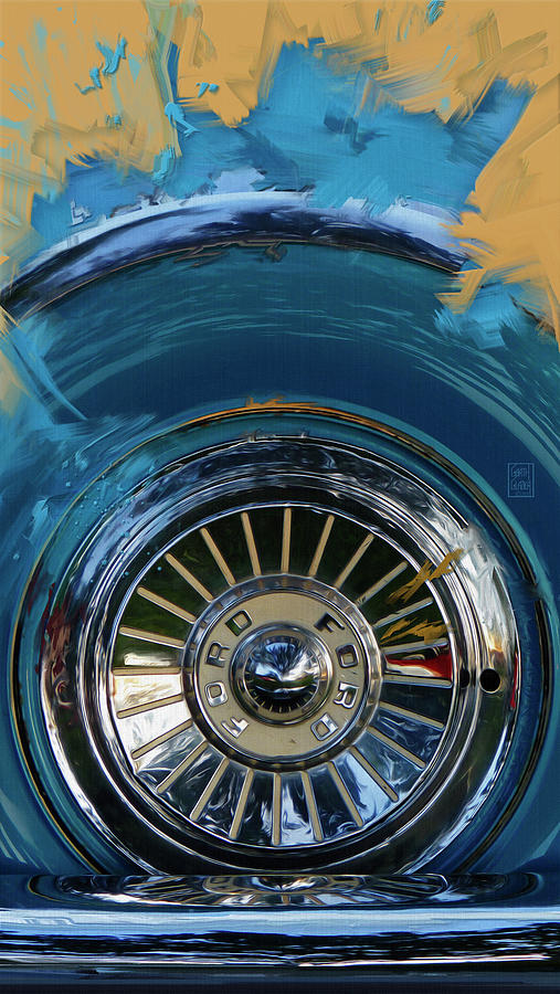 Vintage Digital Art - 1956 Ford Thunderbird Spare Wheel Painting by Garth Glazier