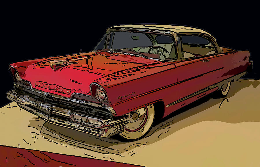 1956 Lincoln Premier Digital drawing Drawing by Flees Photos