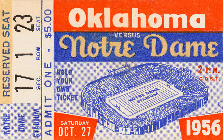 1956 Oklahoma vs. Notre Dame Mixed Media by Row One Brand