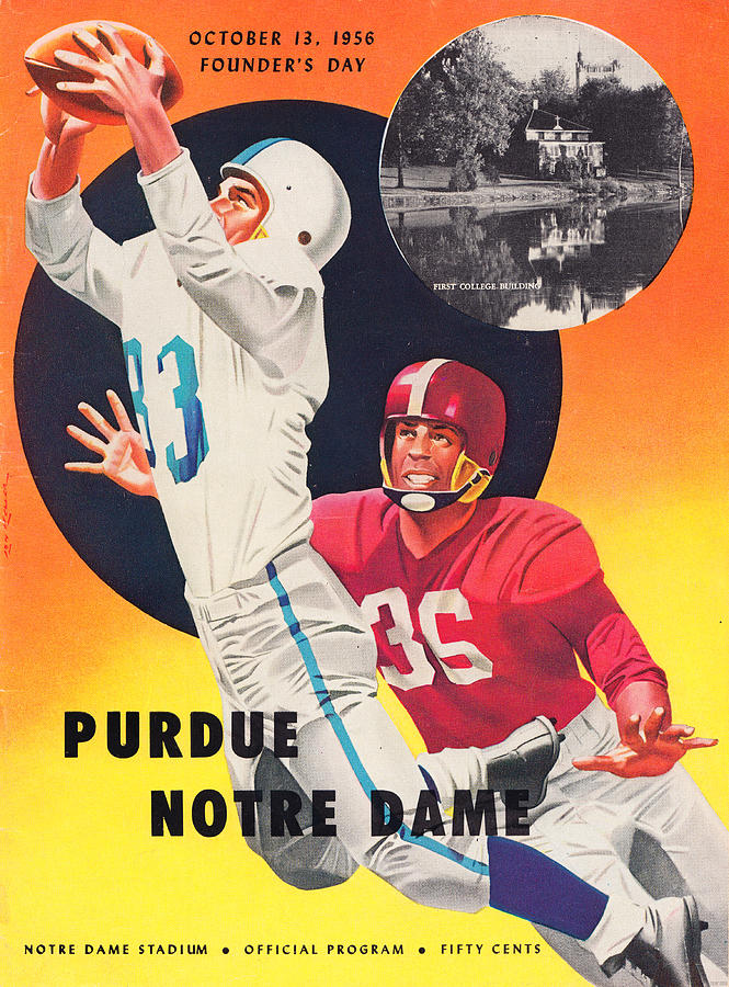 1956 Purdue vs. Notre Dame Program Mixed Media by Row One Brand