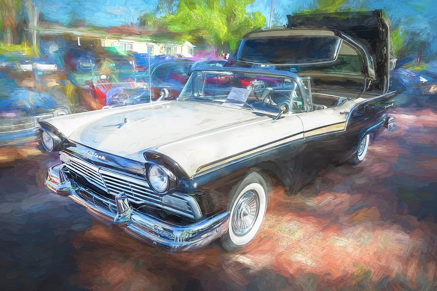 1957 BW Ford Fairlane Skyliner Convertible X102 Photograph by Rich Franco