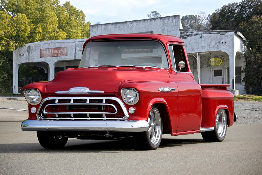 1957 Chevrolet Custom Stepside Pickup Poster Painting by Jessica Martin ...