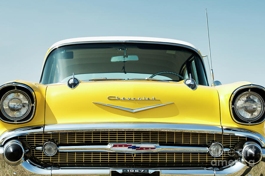 1957 Chevrolet Front End in Yellow Photograph by Tim Gainey