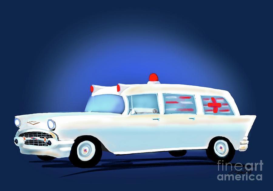 1957 Chevy Ambulance Digital Art by Doug Gist