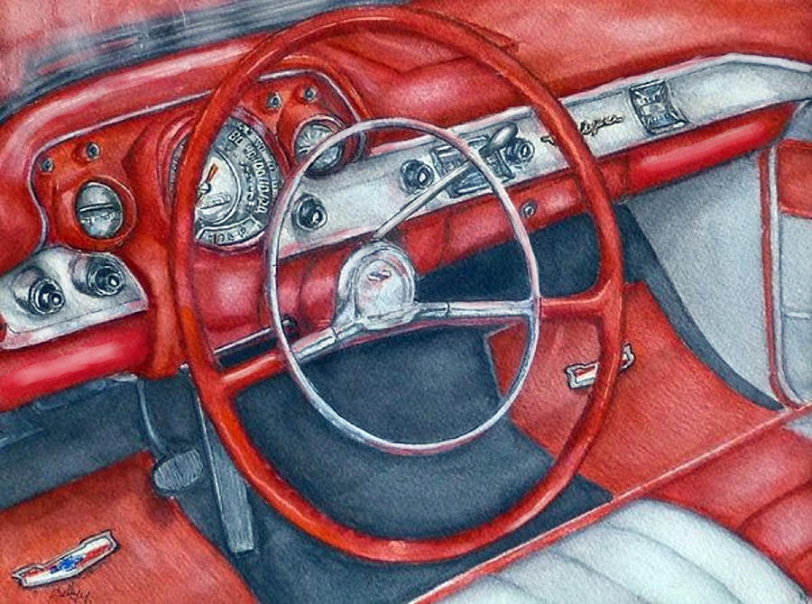 1957 Chevy Bel Air Painting by Kelly Mills