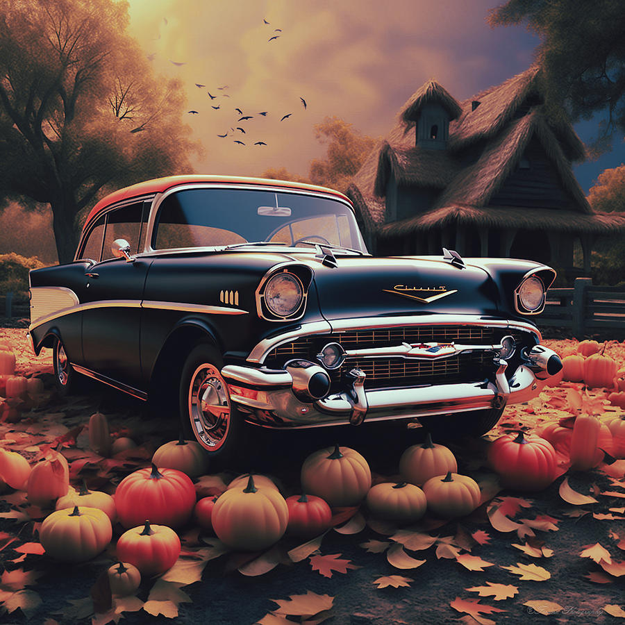 1957 Chevy Pumpkin Patch Digital Art