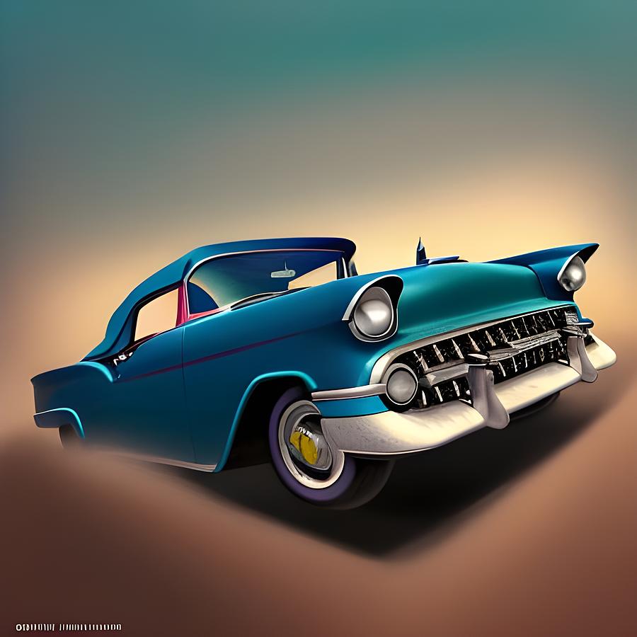 1957 Chevy Mixed Media - Timeless Elegance Car Art by Lesa Fine