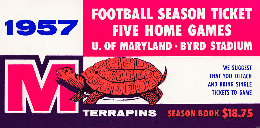 1957 Maryland Football Season Ticket Mixed Media by Row One Brand