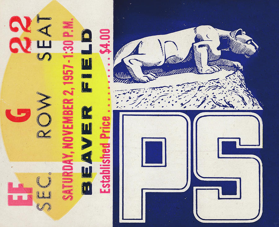 1957 Penn State Football Ticket Art Mixed Media by Row One Brand