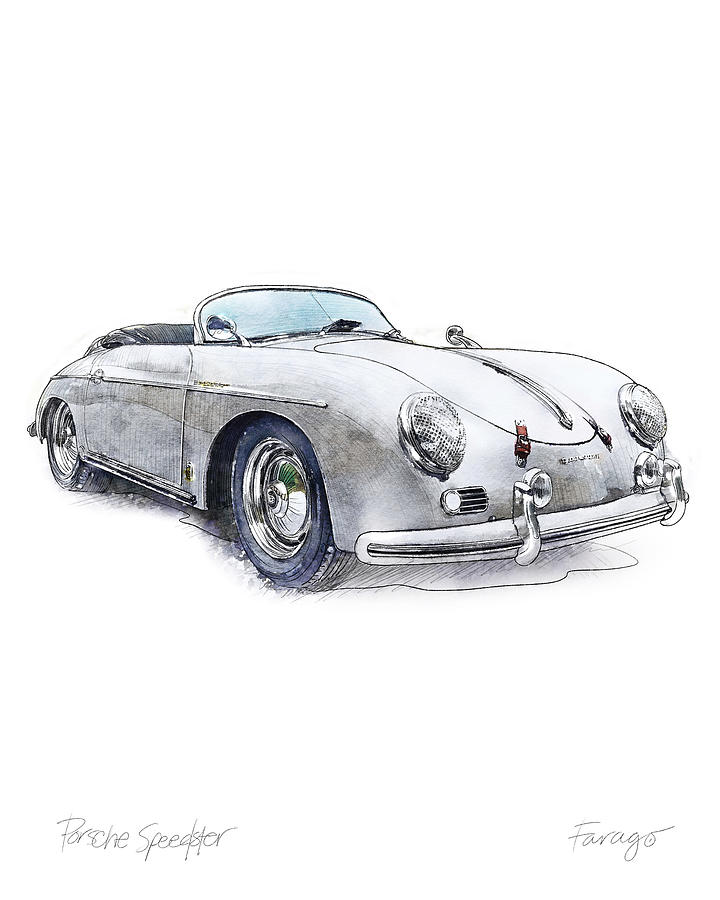 1957 Porsche 356 Speedster Cabriolet Drawing by Peter Farago - Pixels