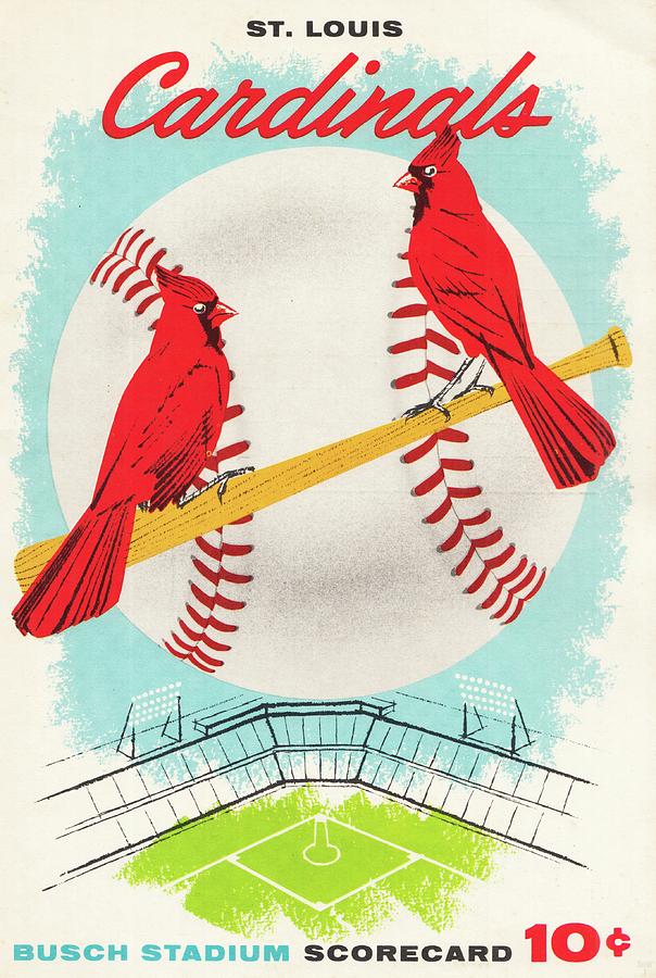 1957 St. Louis Cardinals Scorecard Art Mixed Media by Row One Brand