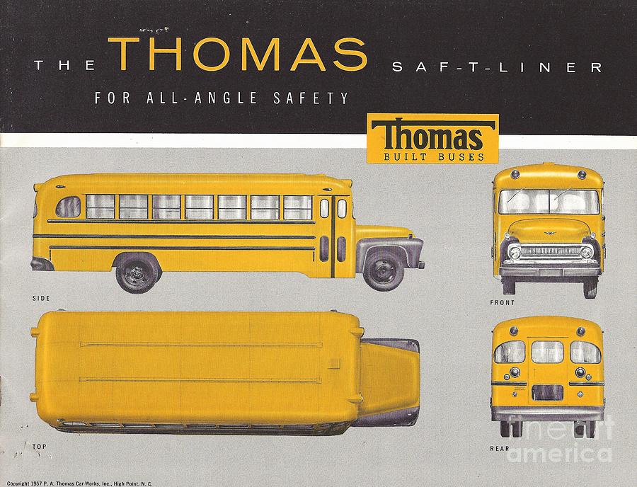 1957 Thomas School Bus Brochure Digital Art by Empty St Pixels