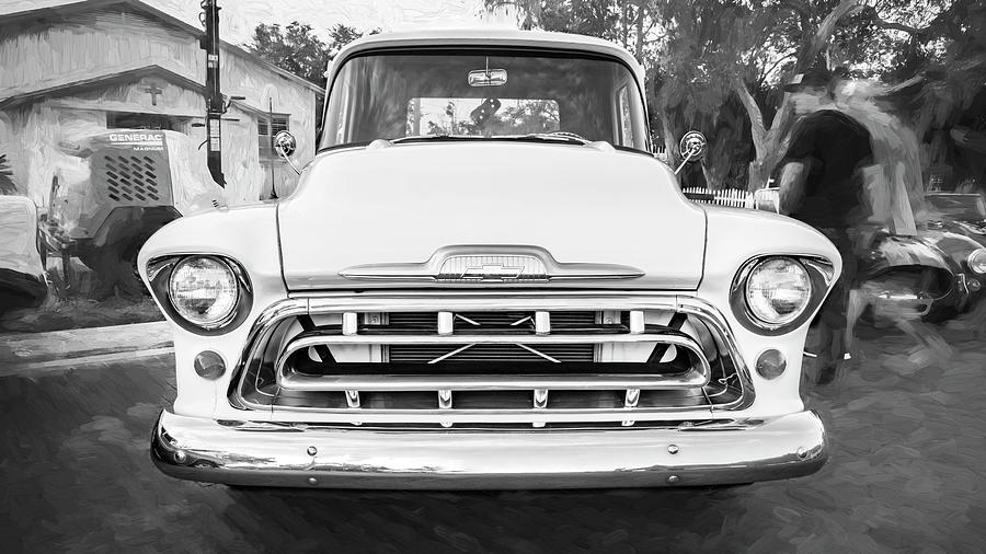 1957 White Chevy Pick Up Truck 3100 Series X141 Photograph by Rich Franco
