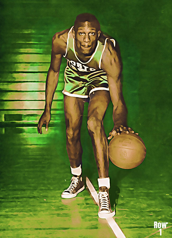 1958 Bill Russell Basketball Art Mixed Media by Row One Brand