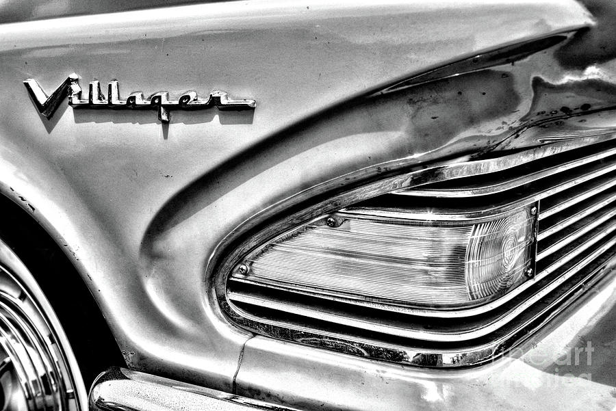 1958 Edsel Villager station wagon quarter panel black and white ...