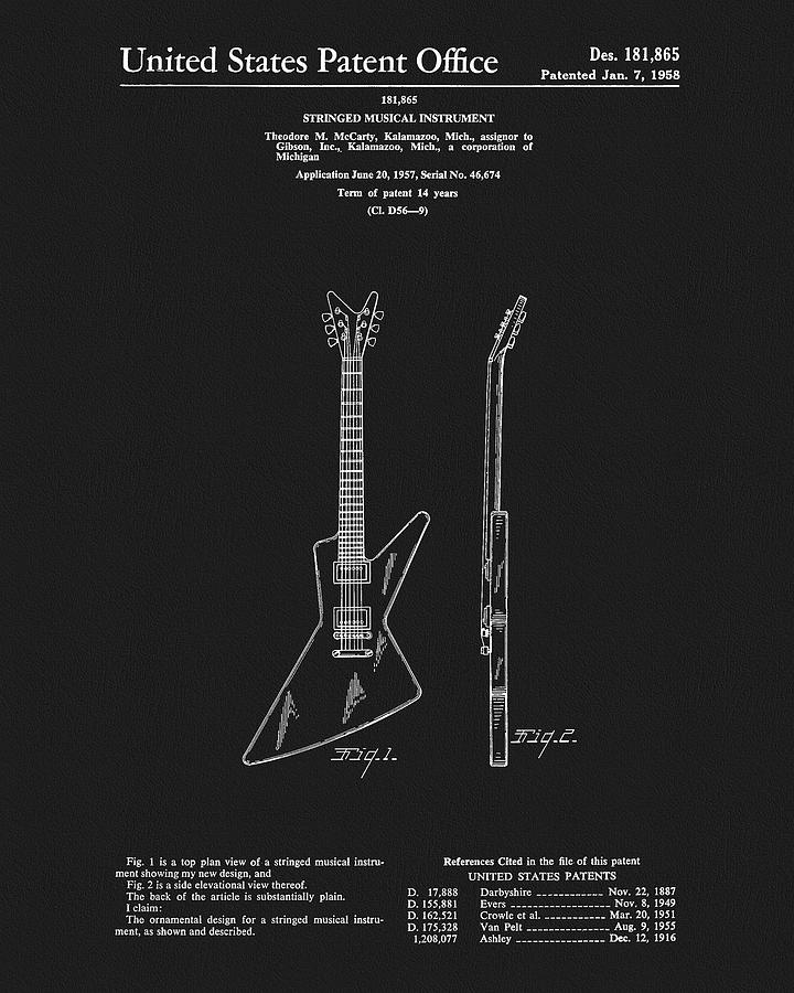 1958 Electric Guitar Patent Drawing