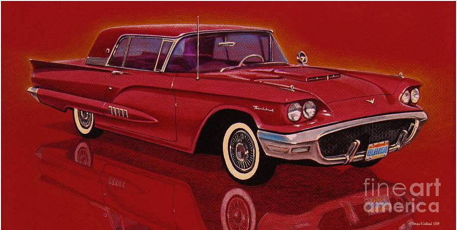 1958 Ford Thunderbird Ver 4 0 Drawing By Brian Roland